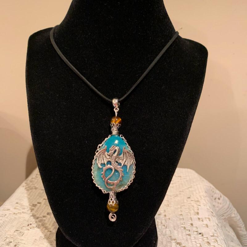 Celtic dragon pendant (blue/gold)